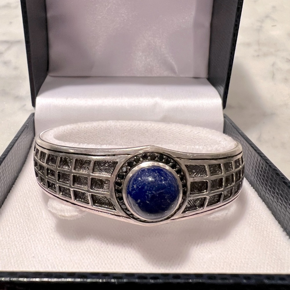 Vintage Saad sterling silver bracelet with beautiful Lapis ball stone